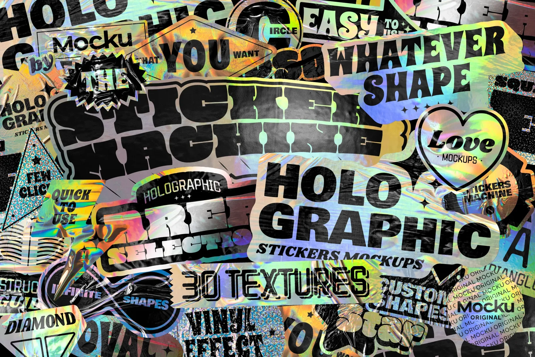 The Holographic Sticker Mockup Machine (Custom shape)thumbnaile