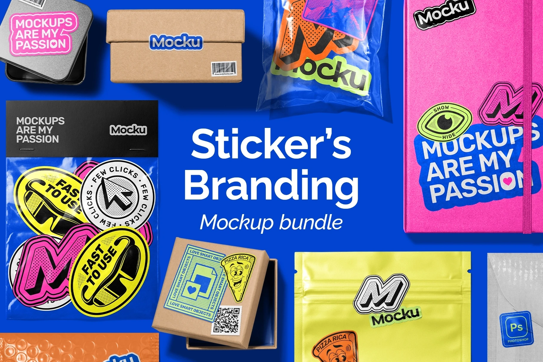 Sticker's Branding Mockup Bundlethumbnaile