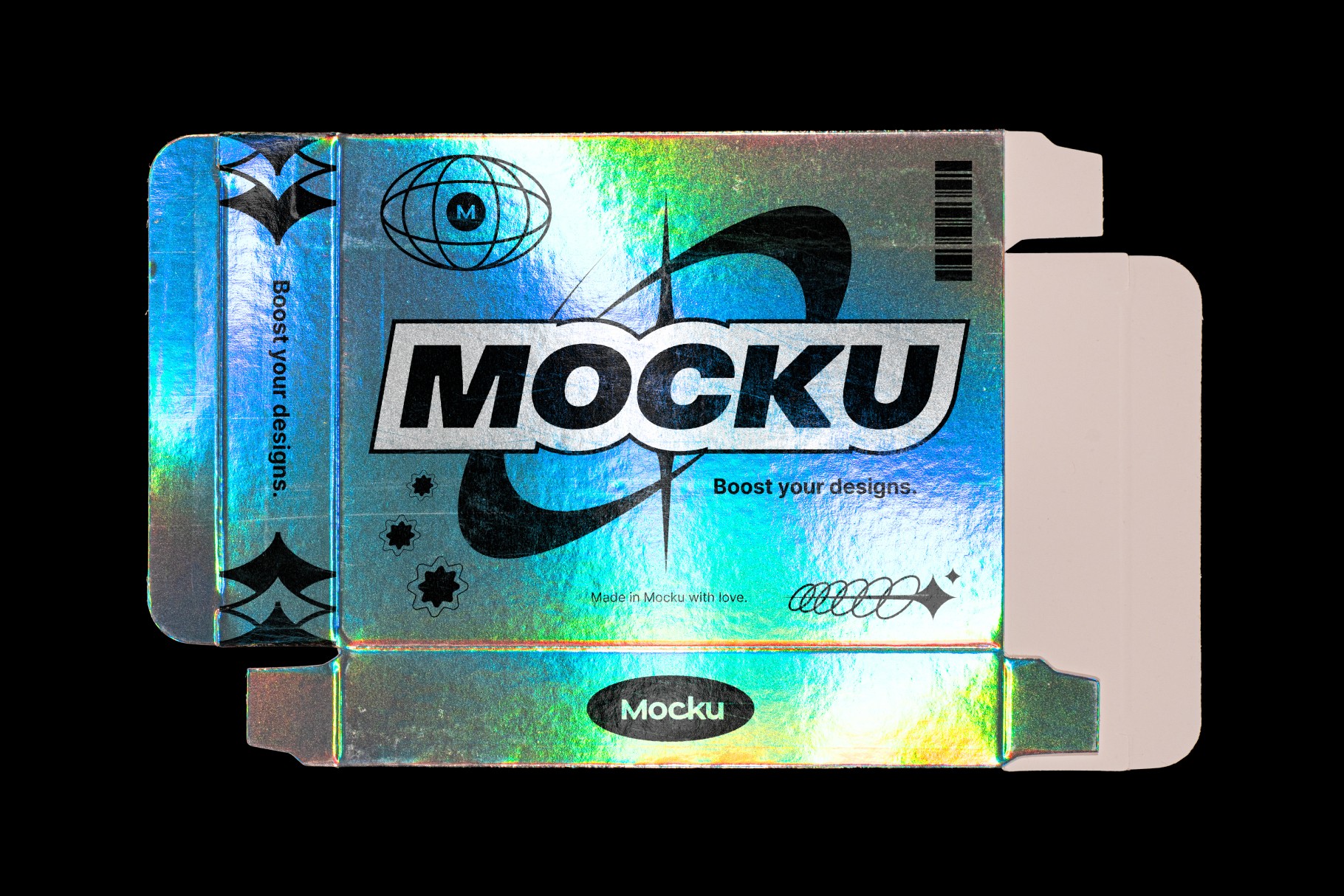 Free Holographic Box Mockups